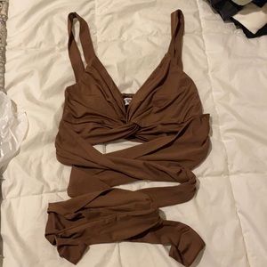 WickedFash going out wrap top tank top tie back twist front